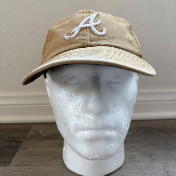 Carhartt x ’47 Brand Atlanta Braves Hat Tan Canvas Baseball Cap Adjustable OSFA - Picture 3 of 13